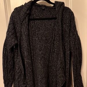 TORRID Hooded Waterfall Cardigan | Marled Black/Gray | Size 1 (14/16)